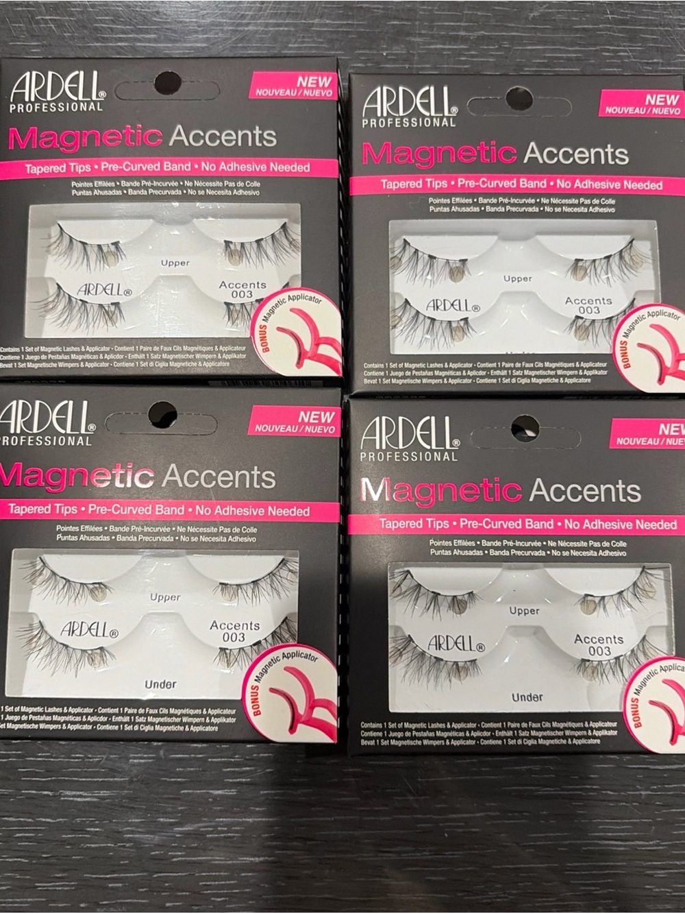 Ardell Magnetic Accents False Eyelashes - Black lot of 4